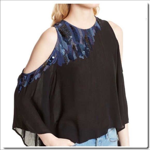 FREE people embellished cold shoulder top - Picture 4 of 13
